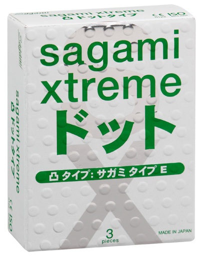 Презервативы Sagami Xtreme SUPER DOTS с точками - 3 шт. - Sagami - купить с доставкой в Улан-Удэ