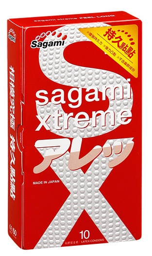 Утолщенные презервативы Sagami Xtreme Feel Long с точками - 10 шт. - Sagami - купить с доставкой в Улан-Удэ