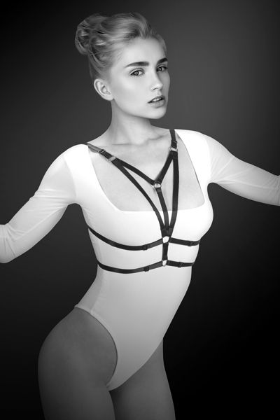 Черная упряжь на грудь Laura - Bijoux Pour Toi - купить с доставкой в Улан-Удэ