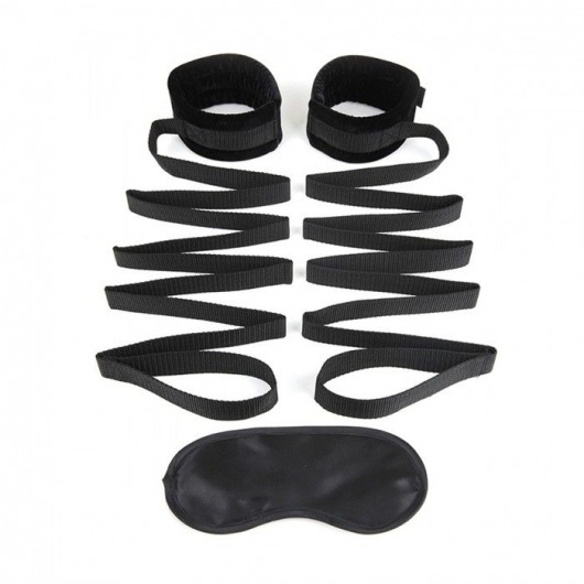 Чёрные манжеты для фиксации на кровати Bondage Bed Strap - Lux Fetish - купить с доставкой в Улан-Удэ