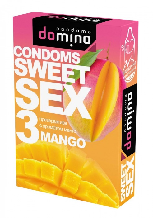 Презервативы для орального секса DOMINO Sweet Sex с ароматом манго - 3 шт. - Domino - купить с доставкой в Улан-Удэ