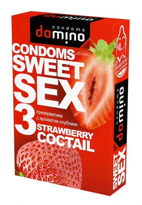 Презервативы для орального секса DOMINO Sweet Sex с ароматом клубничного коктейля  - 3 шт. - Domino - купить с доставкой в Улан-Удэ