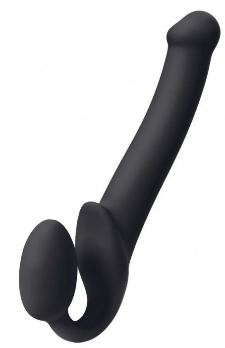 Черный безремневой страпон Silicone Bendable Strap-On M - Strap-on-me - купить с доставкой в Улан-Удэ