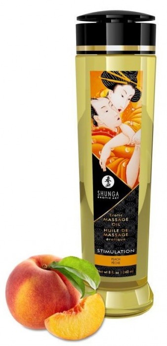 Массажное масло для тела с ароматом персика Stimulation - 240 мл. - Shunga - купить с доставкой в Улан-Удэ