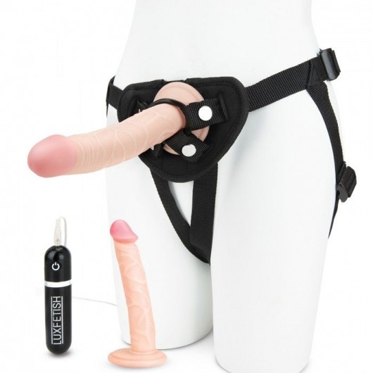 Регулируемые трусики с 2 насадками - 16 и 15 см. - Lux Fetish - купить с доставкой в Улан-Удэ
