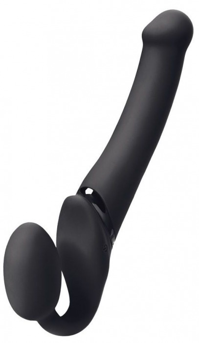 Черный безремневой вибрострапон Silicone Bendable Strap-On M - Strap-on-me - купить с доставкой в Улан-Удэ