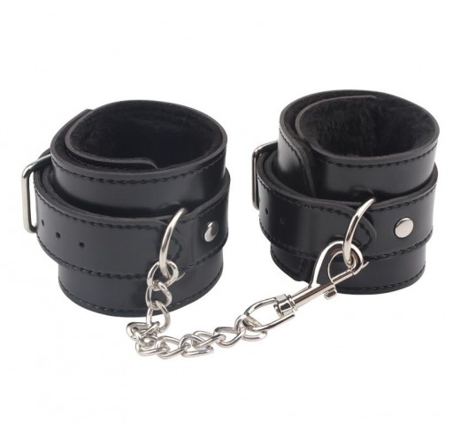 Черные оковы на ноги Obey Me Leather Ankle Cuffs - Chisa - купить с доставкой в Улан-Удэ