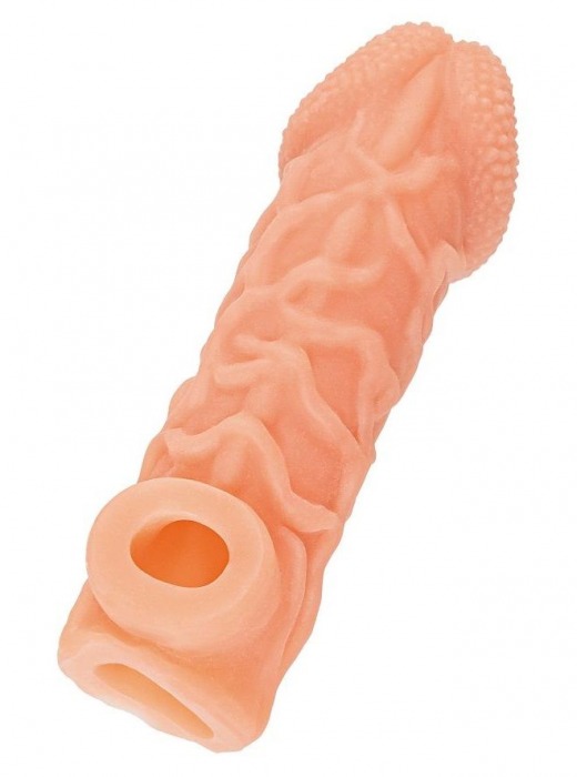 Телесная закрытая насадка с венками Cock Sleeve Size L - 17,6 см. - KOKOS - в Улан-Удэ купить с доставкой
