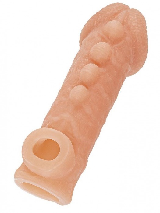 Телесная закрытая насадка с шишечками Cock Sleeve Size M - 15,6 см. - KOKOS - в Улан-Удэ купить с доставкой