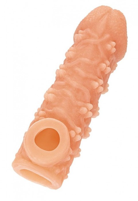 Телесная закрытая насадка с пучками шишечек Cock Sleeve Size L - 17,6 см. - KOKOS - в Улан-Удэ купить с доставкой