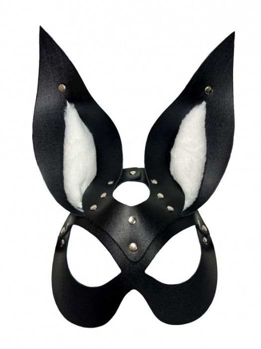 Черная маска зайки с белым мехом на ушках Miss Bunny - БДСМ Арсенал - купить с доставкой в Улан-Удэ