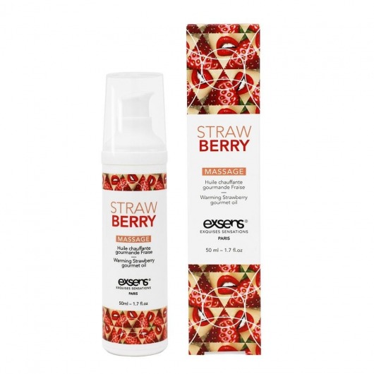 Разогревающее массажное масло  с ароматом клубники Gourmet Strawberry - 50 мл. - Exsens - купить с доставкой в Улан-Удэ