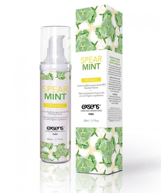 Разогревающее массажное масло Gourmet Spearmint Organic с органическими ингредиентами - 50 мл. - Exsens - купить с доставкой в Улан-Удэ