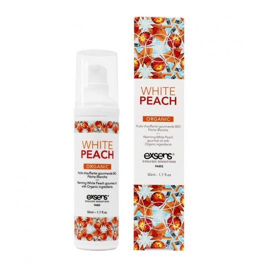 Разогревающее массажное масло Gourmet White Peach Organic с органическими ингредиентами - 50 мл. - Exsens - купить с доставкой в Улан-Удэ