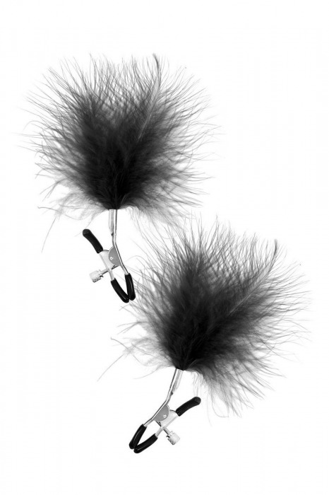 Зажимы на соски с черными пуховыми кисточками Sweet Caress Feather Nipple Clumps - Sweet Caress - купить с доставкой в Улан-Удэ