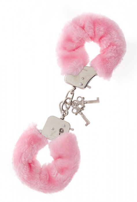 Металлические наручники с розовой меховой опушкой METAL HANDCUFF WITH PLUSH PINK - Dream Toys - купить с доставкой в Улан-Удэ