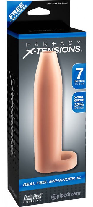Телесная насадка Real Feel Enhancer XL - 17 см. - Pipedream - в Улан-Удэ купить с доставкой