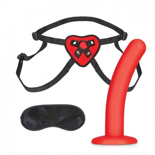 Красный поясной фаллоимитатор Red Heart Strap on Harness   5in Dildo Set - 12,25 см. - Lux Fetish - купить с доставкой в Улан-Удэ