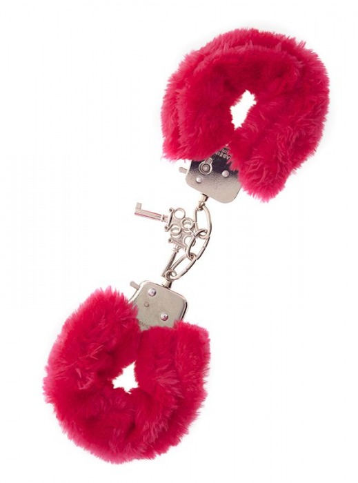 Металлические наручники с красной меховой опушкой METAL HANDCUFF WITH PLUSH RED - Dream Toys - купить с доставкой в Улан-Удэ