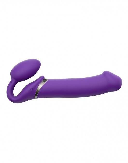 Фиолетовый безремневой вибрострапон Silicone Bendable Strap-On - size XL - Strap-on-me - купить с доставкой в Улан-Удэ