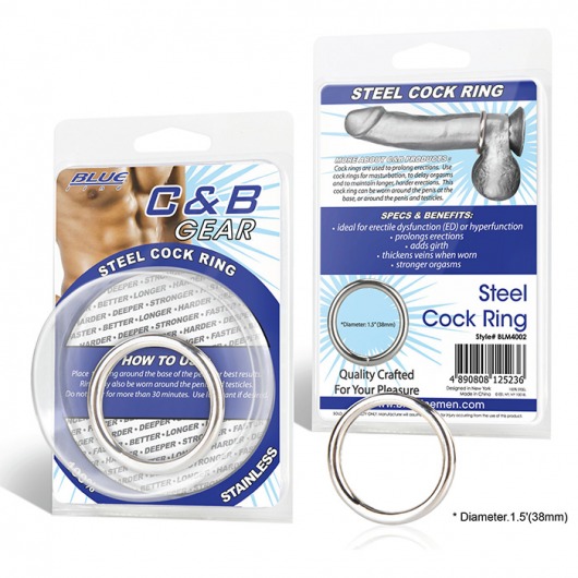 Стальное эрекционное кольцо STEEL COCK RING - 4.5 см. - BlueLine - в Улан-Удэ купить с доставкой