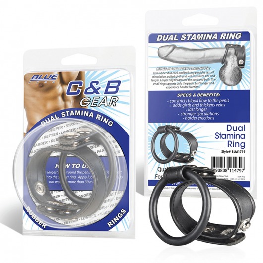 Двойное кольцо выносливости на пенис DUAL STAMINA RING - BlueLine - в Улан-Удэ купить с доставкой