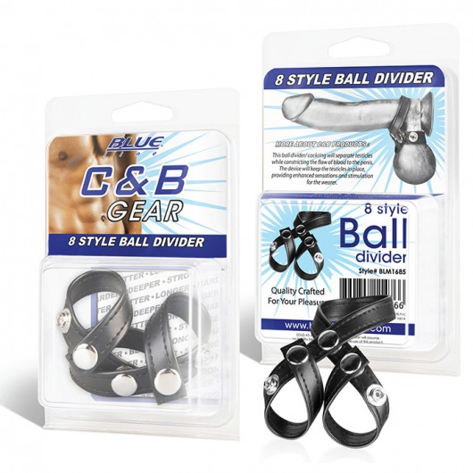 Разделитель мошонки из искусственной кожи на клепках 8 STYLE BALL DIVIDER - BlueLine - купить с доставкой в Улан-Удэ