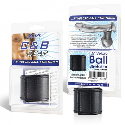 Хомут-утяжка для мошонки из искусственной кожи на липучке VELCRO BALL STRETCHER- 4 см. - BlueLine - в Улан-Удэ купить с доставкой