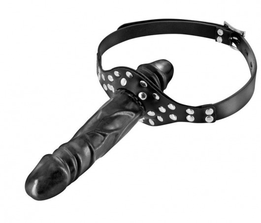 Черный кляп-фаллоимитатор Double Penis Gag - Fetish Tentation - купить с доставкой в Улан-Удэ
