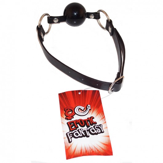 Силиконовый черный кляп-шарик на ремне Black Ballgag - Erotic Fantasy - купить с доставкой в Улан-Удэ