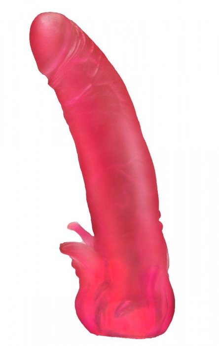 Розовая насадка для страпона с клиторальными лепестками - 18,5 см. - LOVETOY (А-Полимер) - купить с доставкой в Улан-Удэ
