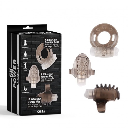 Набор из 3 дымчатых эрекционных колец с вибрацией Teasers Ring Kit - Chisa - в Улан-Удэ купить с доставкой