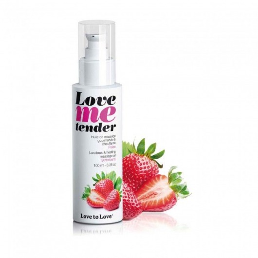 Съедобное согревающее массажное масло Love Me Tender Strawberry с ароматом клубники - 100 мл. - Love to Love - купить с доставкой в Улан-Удэ
