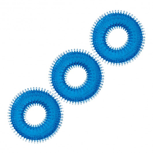 Комплект из трех голубых колец для эрекции 3-Pack Ultra-Stim Stretch Cock Rings - BlueLine - в Улан-Удэ купить с доставкой