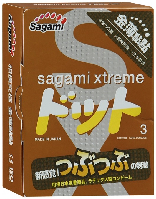 Презервативы Sagami Xtreme FEEL UP с точечной текстурой и линиями прилегания - 3 шт. - Sagami - купить с доставкой в Улан-Удэ