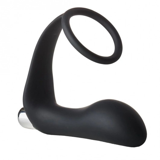 Черное эрекционное кольцо с вибропробкой Vibrating Anal Plug With Cockring - Dream Toys - в Улан-Удэ купить с доставкой