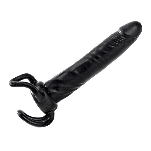 Чёрная насадка-фаллос для двойного проникновения INFLATABLE DILDO SLIM DONG  - 13,5 см. - Toyz4lovers - в Улан-Удэ купить с доставкой