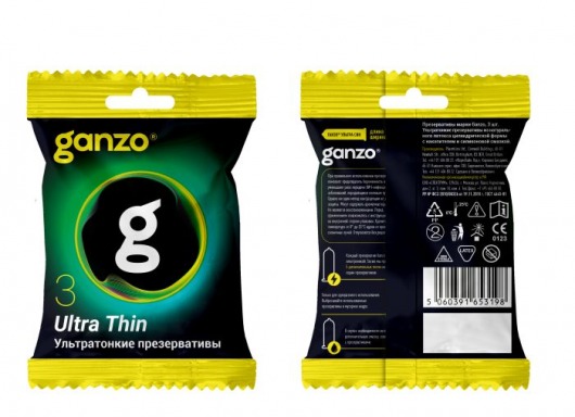 Ультратонкие презервативы Ganzo Ultra thin в мягкой упаковке - 3 шт. - Ganzo - купить с доставкой в Улан-Удэ