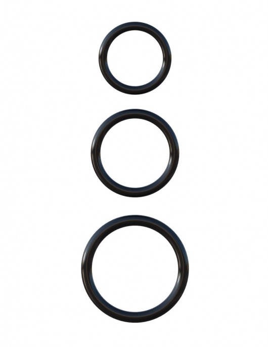 Набор из трех черных эрекционных колец Silicone 3-Ring Stamina Set - Pipedream - в Улан-Удэ купить с доставкой