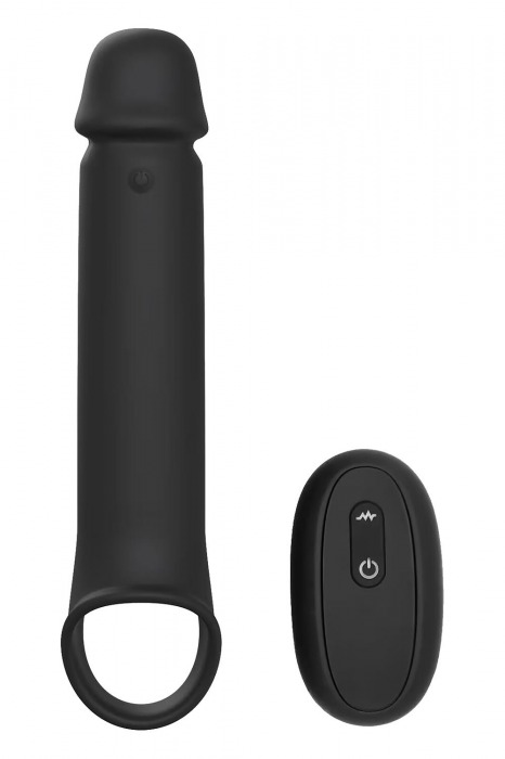 Черная насадка-удлинитель с вибрацией Vibrating Extender With Remote - Dream Toys - в Улан-Удэ купить с доставкой