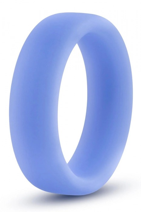 Голубое люминесцентное кольцо Silicone Glo Cock Ring - Blush Novelties - в Улан-Удэ купить с доставкой