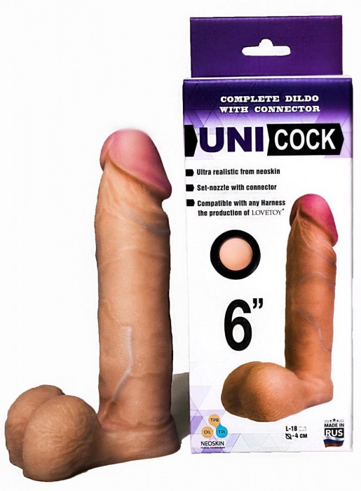 Насадка для страпона фаллической формы UNICOCK 6  - 18 см. - LOVETOY (А-Полимер) - купить с доставкой в Улан-Удэ