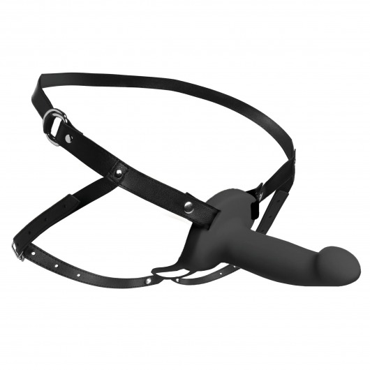 Черный полый страпон с вибрацией 2’’ Erection 28X Smooth Vibrating Silicone Penis Sheath - XR Brands - купить с доставкой в Улан-Удэ