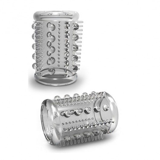 Прозрачная насадка с шипами и шишечками STAY HARD COCK SLEEVE 03 CLEAR - Blush Novelties - в Улан-Удэ купить с доставкой