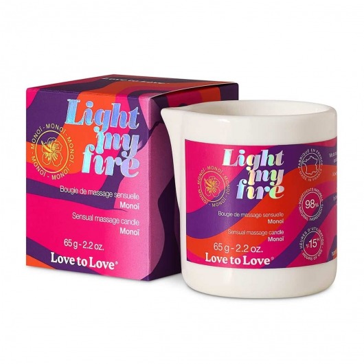Массажная свеча Light My Fire с ароматом моной - 80 мл. - Love to Love - купить с доставкой в Улан-Удэ