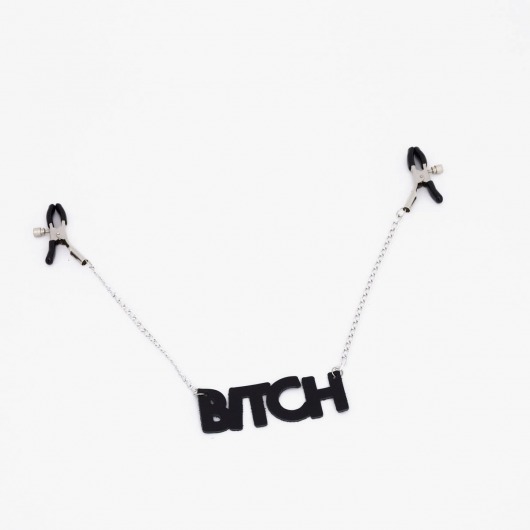 Зажимы на соски с кожаной подвеской Bitch - Crazy Handmade - купить с доставкой в Улан-Удэ