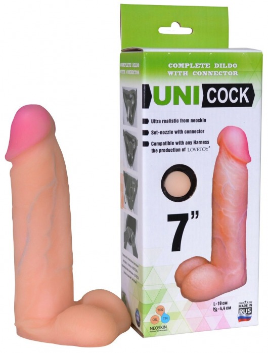 Фаллическая насадка Харнесс UNICOCK 7  - 19 см. - LOVETOY (А-Полимер) - купить с доставкой в Улан-Удэ
