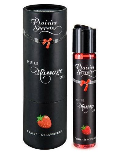 Массажное масло с ароматом клубники Huile de Massage Gourmande Fraise des Bois - 59 мл. - Plaisir Secret - купить с доставкой в Улан-Удэ