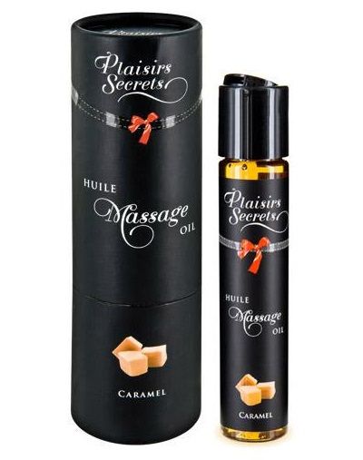 Массажное масло с ароматом карамели Huile de Massage Gourmande Caramel - 59 мл. - Plaisir Secret - купить с доставкой в Улан-Удэ
