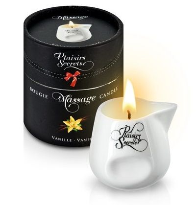 Массажная свеча с ароматом ванили Bougie Massage Gourmande Vanille - 80 мл. - Plaisir Secret - купить с доставкой в Улан-Удэ